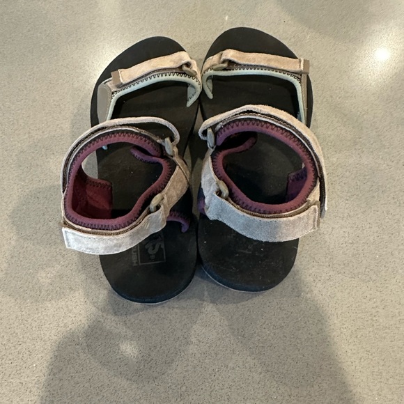 Vans Ultrarange Gray/Walnut/Purple/Blue Suede Leather Tri-Lock Velcro Sandals - Picture 5 of 7